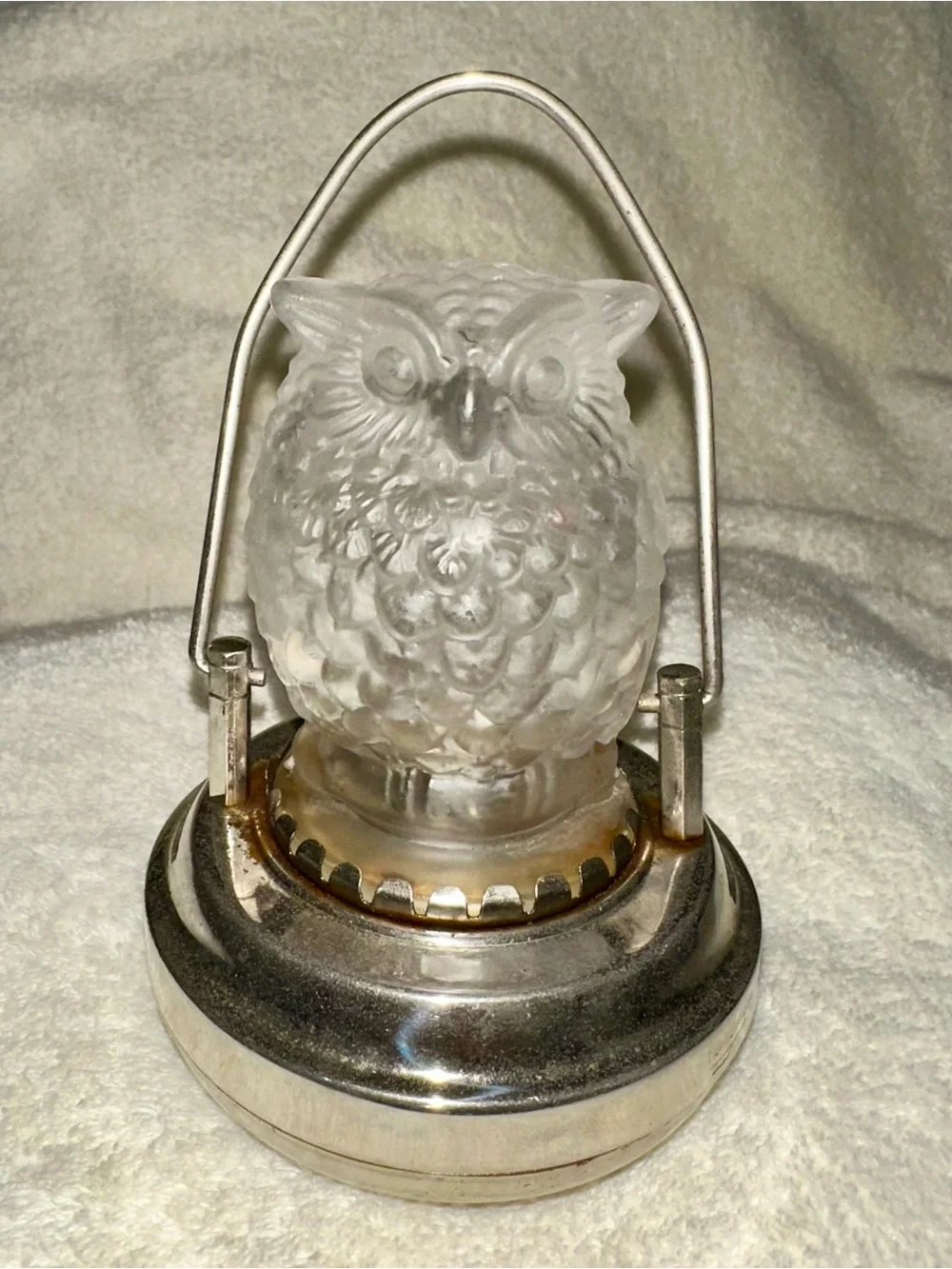 Vintage Pifco Style Glass Owl Lantern Night Light MCM Lamp Japan As Is